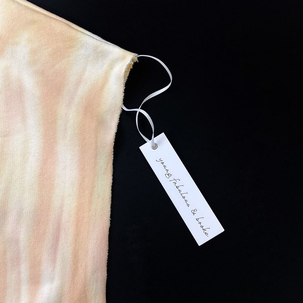 Young Fabulous & Broke Sweatshirt Women Large Orange Sleeveless Hood Tie Dye NWT - Picture 3 of 12